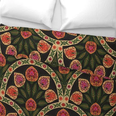 Spoonflower Ornate Art Nouveau Florals - Black Wide Cotton Sateen 3.5 oz 26" X 20" Standard Knife Edge