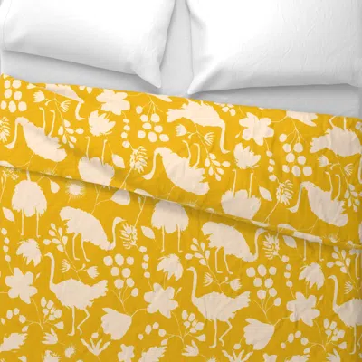 Spoonflower Ostriches Yellow Cream Wide Cotton Sateen 3.5 oz 26" X 20" Standard Knife Edge