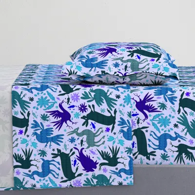 Spoonflower Otomi Inspiration (blue) Twin Sheet Set