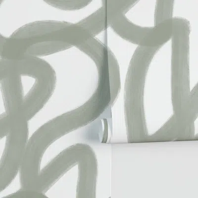 Spoonflower Oversized Sage Green Brushstrokes Scribble Modern Bold Abstract Performance 2' X 12' In Gray