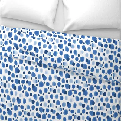 Spoonflower Painted Blue And White Abstract Wide Cotton Sateen 3.5 oz 26" X 20" Standard Knife Edge