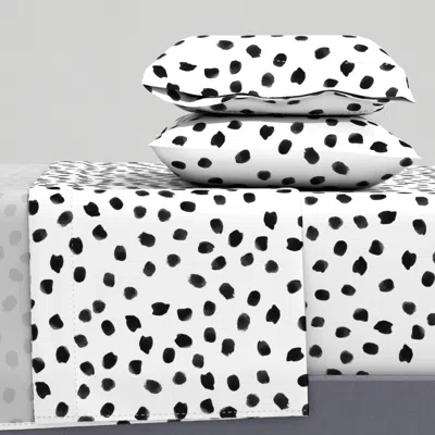 Spoonflower Painted Polka Dots Modern Trendy Irregular Black And White Polka Dot Cal King Sheet Set
