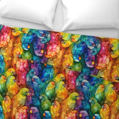 Spoonflower Painted Rainbow Parrots Wide Cotton Sateen 3.5 oz 26" X 20" Standard Knife Edge