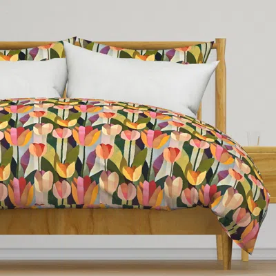 Spoonflower Painted Tulips Floral Duvet Cover