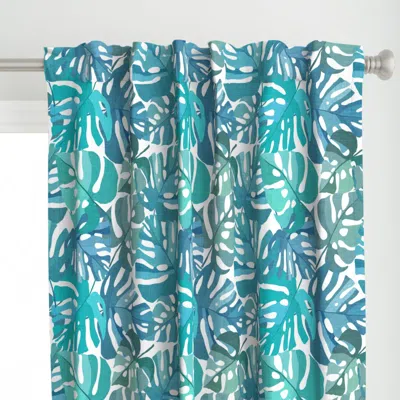 Spoonflower Painted Turquoise Curtain Panel