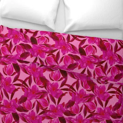 Spoonflower Painting Magnolias Dark Pink Red Wide Cotton Sateen 3.5 oz 26" X 20" Standard Knife Edge