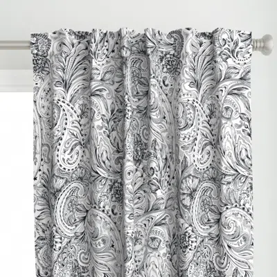 Spoonflower Paisley - Black&white Curtain Panel