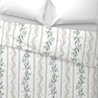 Spoonflower Pale Pink Sage And Blue On White Wide Cotton Sateen 3.5 oz 26" X 20" Standard Knife Edge
