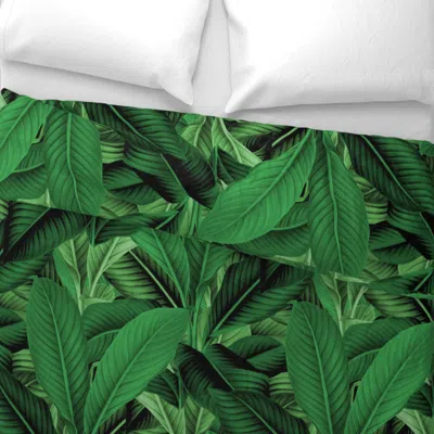 Spoonflower Palm In Palm Jungle Green Wide Cotton Sateen 3.5 oz 26" X 20" Standard Knife Edge