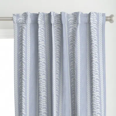 Spoonflower Palm Linen Stripe White Curtain Panel