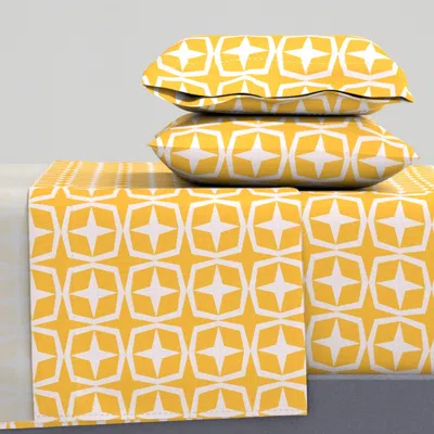 Spoonflower Palm Springs Life Breeze Blocks Mid Century Modern Geometric Yellow King Sheet Set