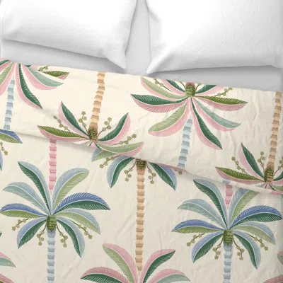 Spoonflower Palm Springs Multi-coloured Palms Pink Green Blue -large Euro Pillow Sham