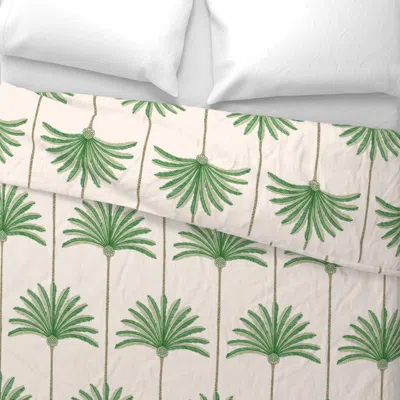 Spoonflower Palm Stripe - Green And Tan - Large Wide Cotton Sateen 3.5 oz 26" X 20" Standard Knife Edge