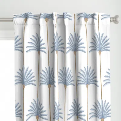 Spoonflower Palm Stripes - Dusty Blue Curtain Panel