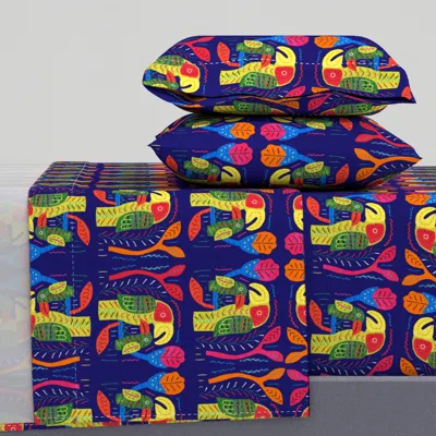 Spoonflower Panama Kuna Indian Mola Parrots Quilt -- Design 7438392 Cal King Sheet Set
