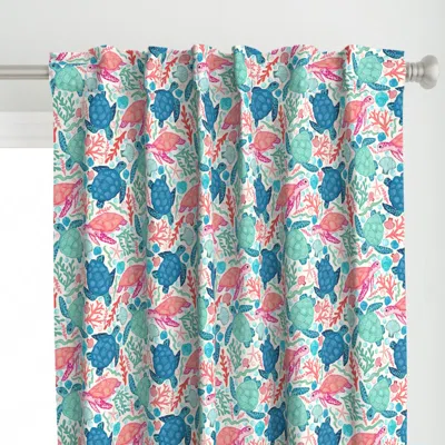 Spoonflower Paradise Beach Turtles Curtain Panel