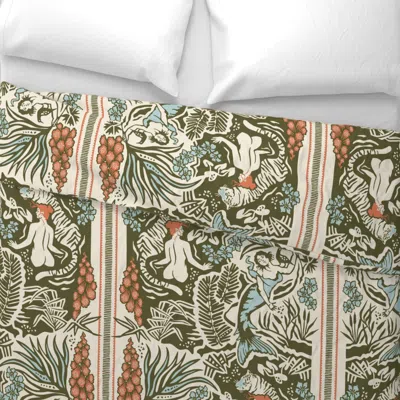 Spoonflower Paradise - Olive Green - Large Scale Wide Cotton Sateen 3.5 oz 26" X 20" Standard Knife Edge
