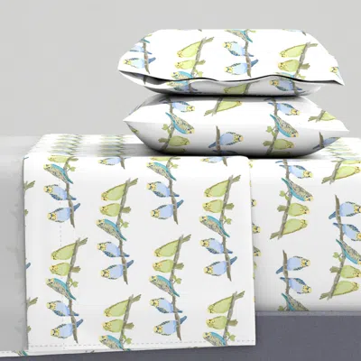 Spoonflower Parakeets King Sheet Set