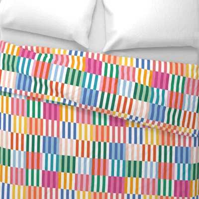 Spoonflower Party Stripe Blocks / Happy Colorful Stripes For Celebration Euro Pillow Sham