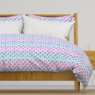 Spoonflower Pastel Mermaid Scales Duvet Cover