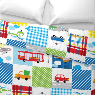 Spoonflower Patchwork Transport Wide Cotton Sateen 3.5 oz 26" X 20" Standard Knife Edge