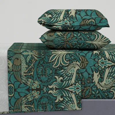 Spoonflower Peacock And Dragon In Hidden Cove (antique Textiles) - William Morris King Sheet Set