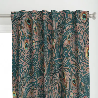 Spoonflower Peacock Dreaming Ikat Curtain Panel