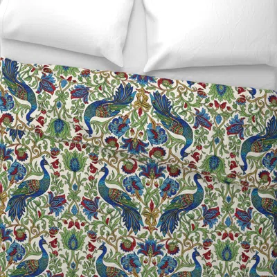 Spoonflower Peacock Garden - 1020 Jumbo - Vibrant Rainbow Wide Cotton Sateen 3.5 oz 26" X 20" Standard Knife Edg