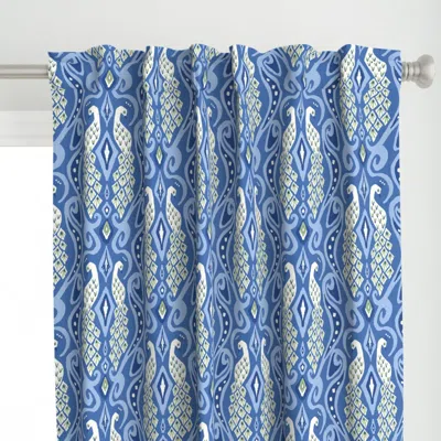 Spoonflower Peacock Ikat - Vibrant Curtain Panel