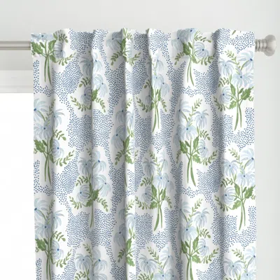 Spoonflower Pearl's Bouquet Blue And Curtain Panel