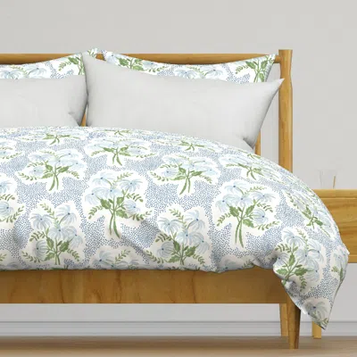 Spoonflower Pearl's Bouquet Blue And Green Duvet Cover