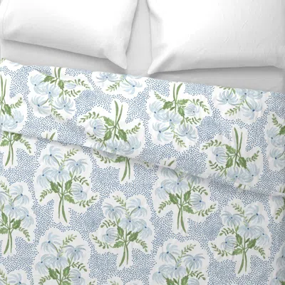 Spoonflower Pearl's Bouquet Blue And Green Wide Cotton Sateen 3.5 oz 26" X 20" Standard Knife Edge