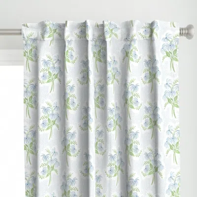 Spoonflower Pearl's Bouquet Soft Blue Curtain Panel