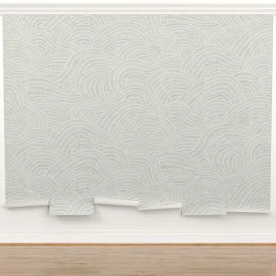 Spoonflower Peel And Stick Wall Mural Modern Abstract Striped Waves - Sw6233 Oc138