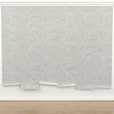Spoonflower Peel And Stick Wall Mural Modern Abstract Striped Waves - Sw7059 Sw9166