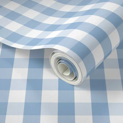Spoonflower Peel And Stick Wallpaper 1 Inch Airy Blue Gingham Check 2' X 12' Removable