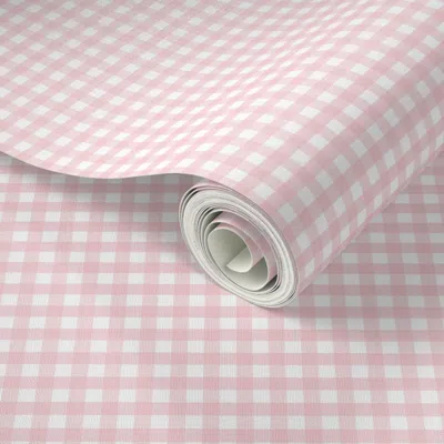 Spoonflower Peel And Stick Wallpaper 1/4" Gingham-in-custom-pink 2' X 12' Removable