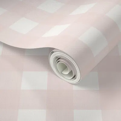 Spoonflower Peel And Stick Wallpaper 1.5" Blush On Cream Cross Hatch Plaid 2' X 12' Removable