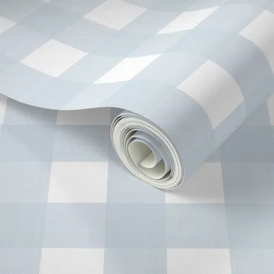 Spoonflower Peel And Stick Wallpaper 1.5" Soft Blue Cross Hatch Plaid 2' X 12' Removable