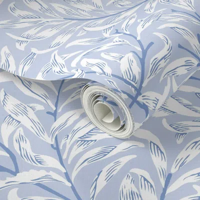 Spoonflower Peel And Stick Wallpaper 1887 Willow Bough By William Morris In Wedgewood Blue Monochrome 2' X 12' R