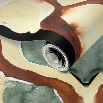 Spoonflower Peel And Stick Wallpaper 19-09 Large Jumbo Python Snake Skin Black Abstract Watercolor 2' X 12' Remo