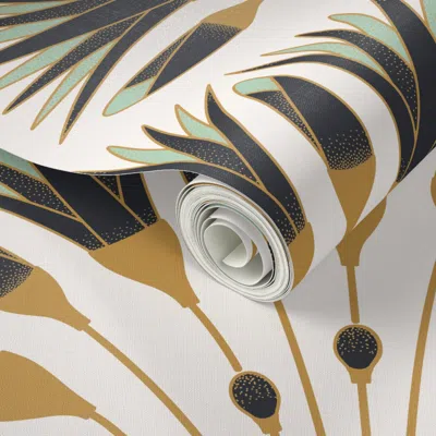 Spoonflower Peel And Stick Wallpaper 1920s Art Deco Flower Xl 2' X 12' Removable