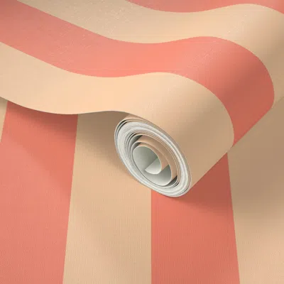Spoonflower Peel And Stick Wallpaper 2 Inch Basic Stripes In Peachy Keen And Twilight Coral Pastels  Removable