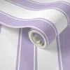 Spoonflower Peel And Stick Wallpaper 2 Inch Pastel Lavender Vertical Ticking Stripes On White 2' X 12' Removable In Purple