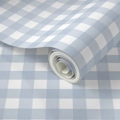 Spoonflower Peel And Stick Wallpaper 3 4" Check Alexis Blue And White Blue Copy  Removable
