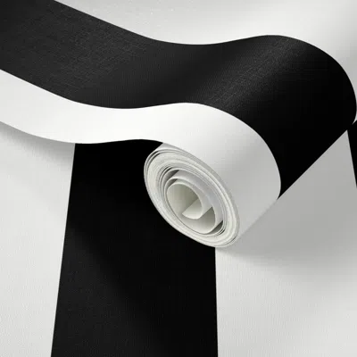 Spoonflower Peel And Stick Wallpaper 3" Black & White Vertical Stripe Candy Stripe Basic Stripe Cabana Stripe  R