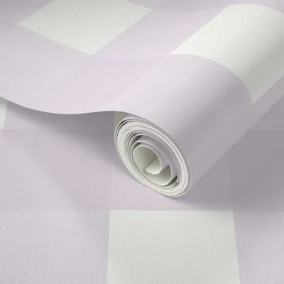Spoonflower Peel And Stick Wallpaper 3" Custom Lilac On Cream Cross Hatch Plaid 2' X 12' Removable