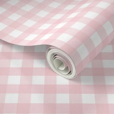 Spoonflower Peel And Stick Wallpaper 3/4" Buffalo Plaid In Custom Pink  Removable