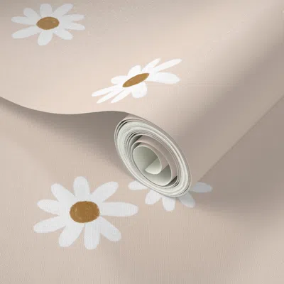 Spoonflower Peel And Stick Wallpaper 39-9 Daisies 2' X 12' Removable