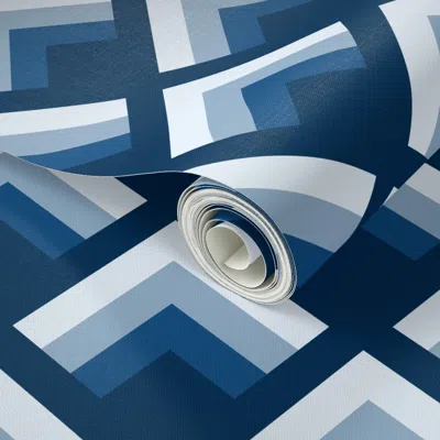Spoonflower Peel And Stick Wallpaper 6 Inch Classic Blue Abstract Gradient Flames 2' X 12' Removable